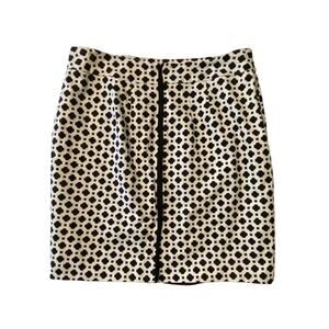Cynthia Rowley Women's Black White Lattice Mini Skirt Contrast Rear Zip Size 8